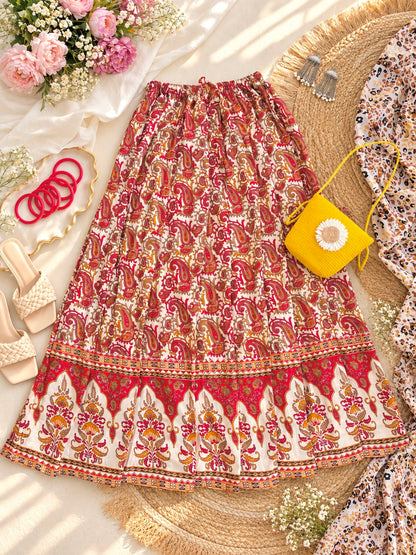 Jaipuri Paisley Flare Twirl Skirt