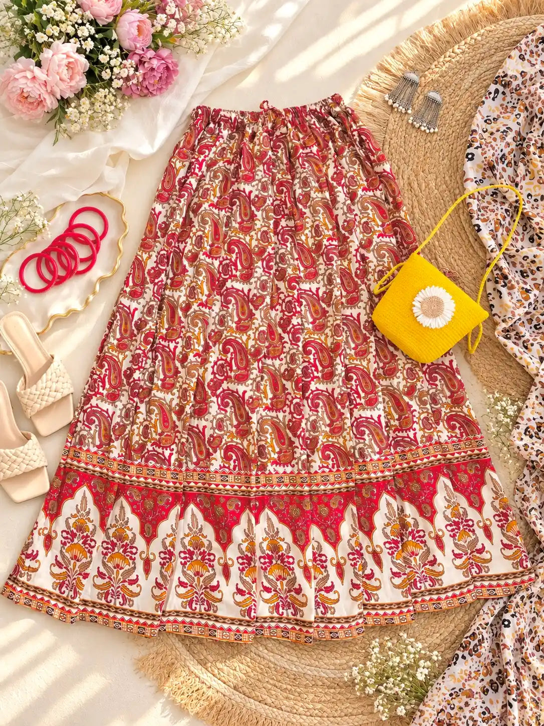 Jaipuri Paisley Flare Twirl Skirt