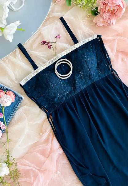 Monochrome Blue Embroidered Gulnaz Kurta
