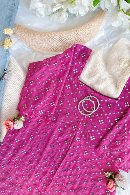 Sparkle Peach Mirror Gulnaz Kurta
