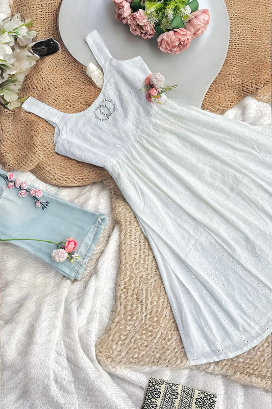 Butterfly White Hacoba Twirl Dress