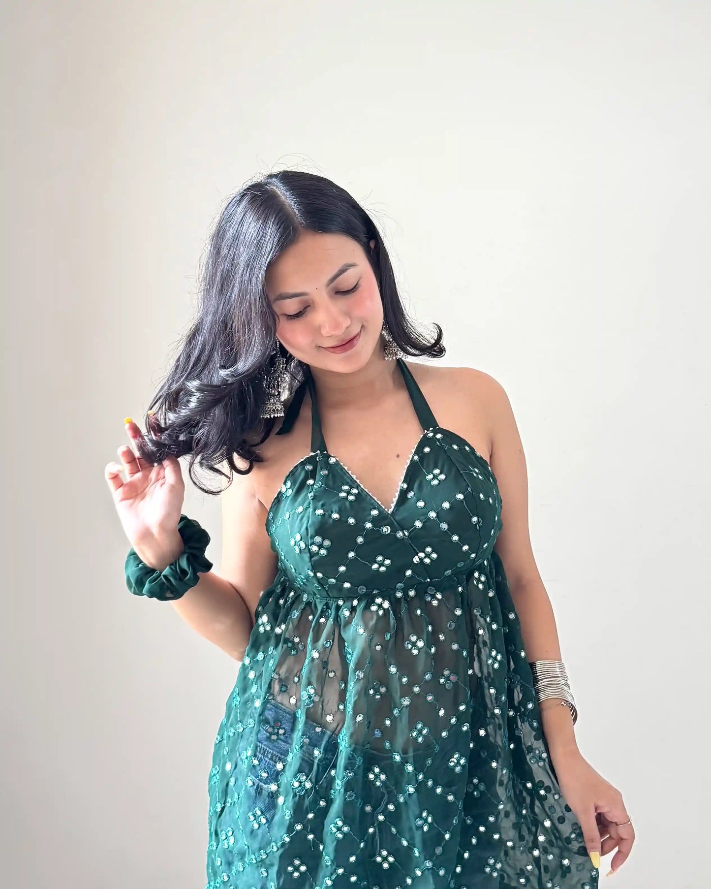Shefali’s Green Gulnaz Mirror Peplum