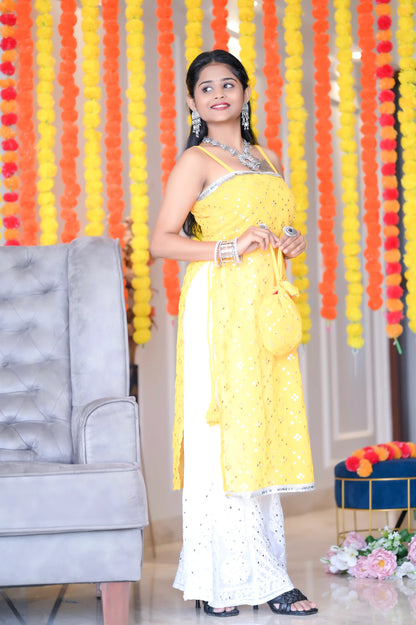 Charm Yellow Mirror Gulnaz Kurta