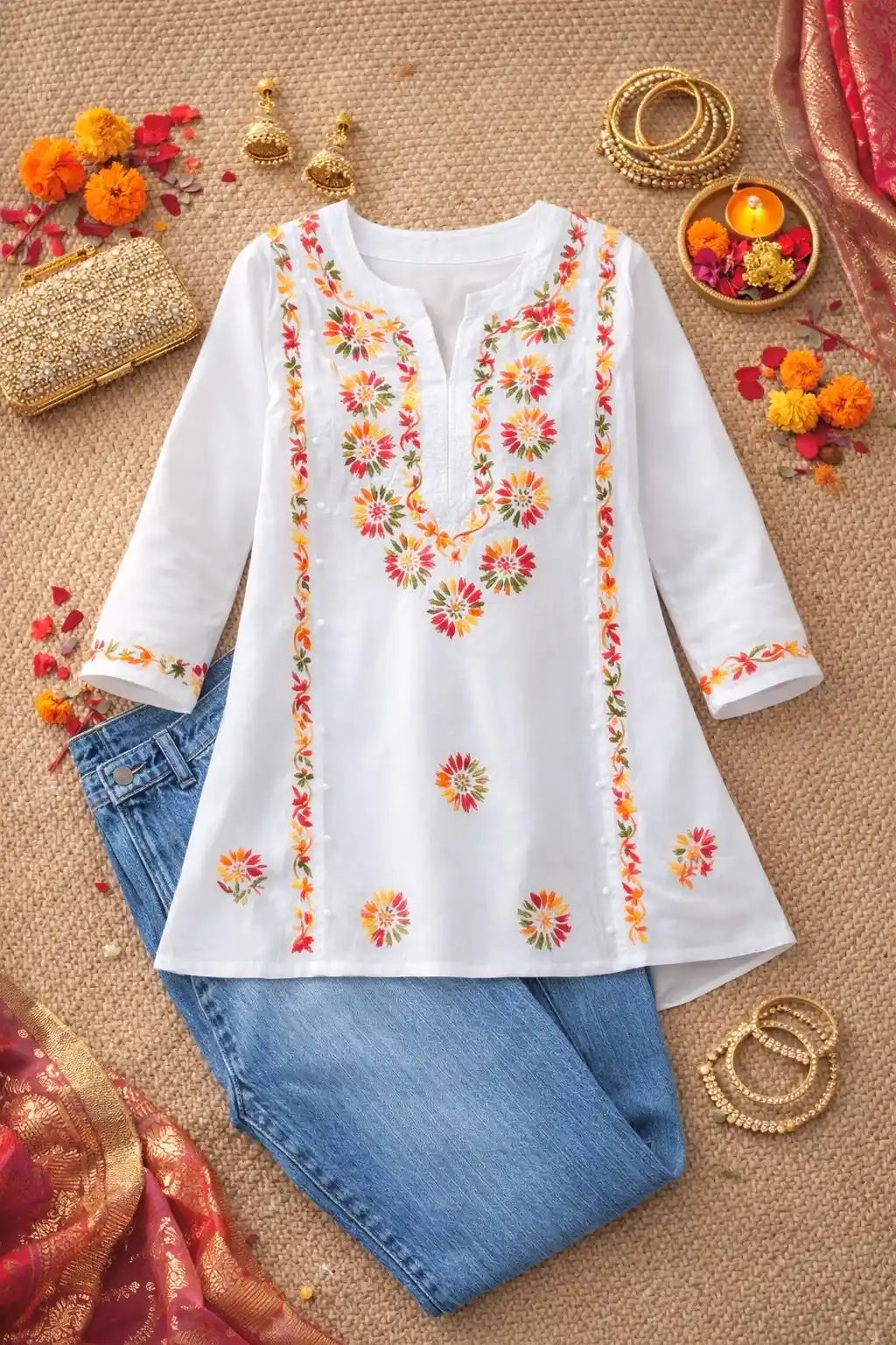 Noor Chikan Embroidered Cotton Kurta