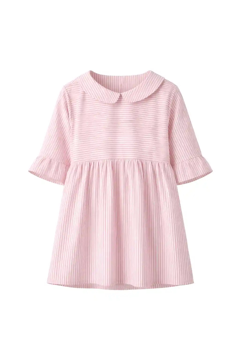 Classic Stripe Cute Collar Peplum Top