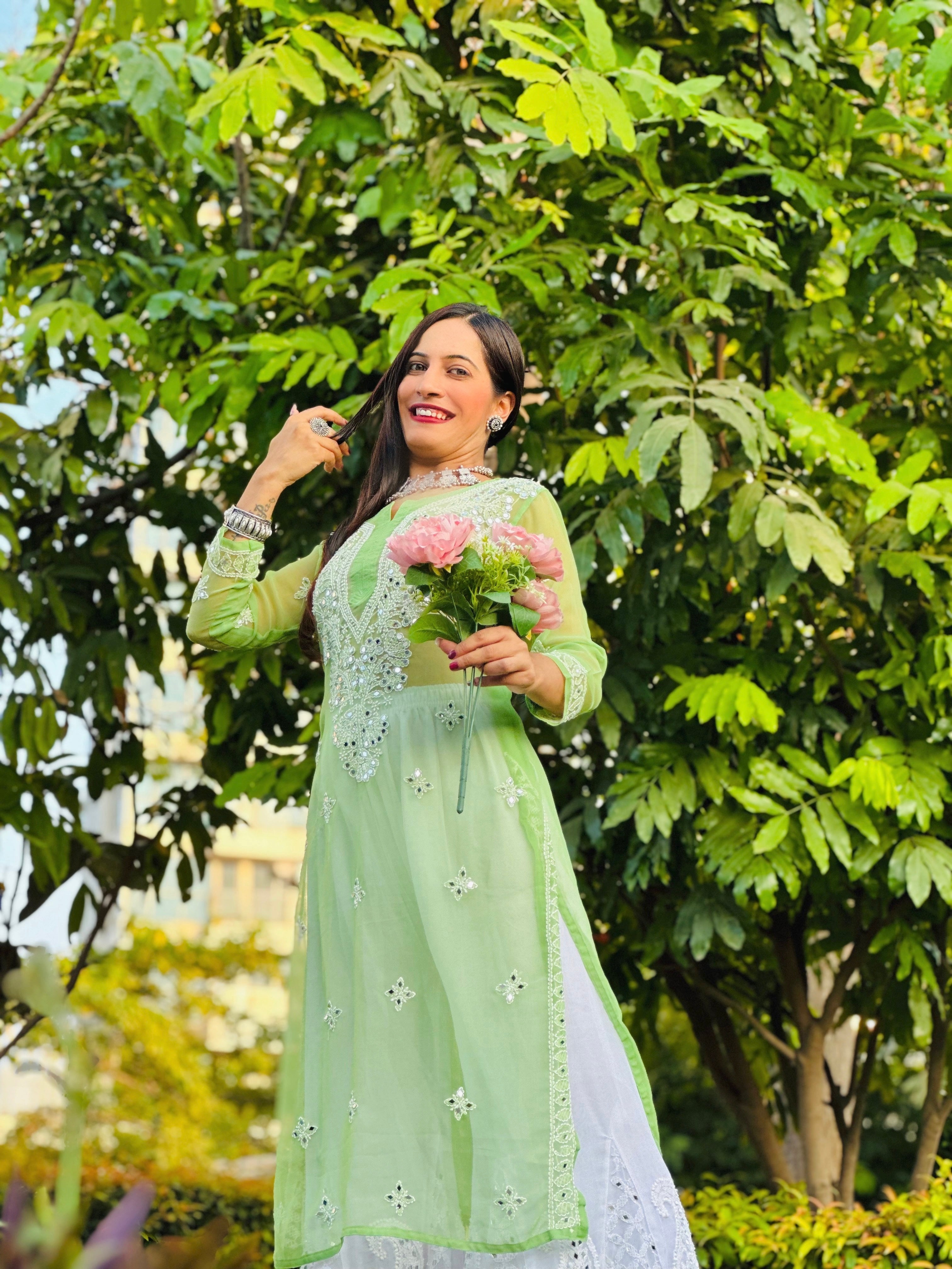 Blush Green Rooh Chikan Kurta