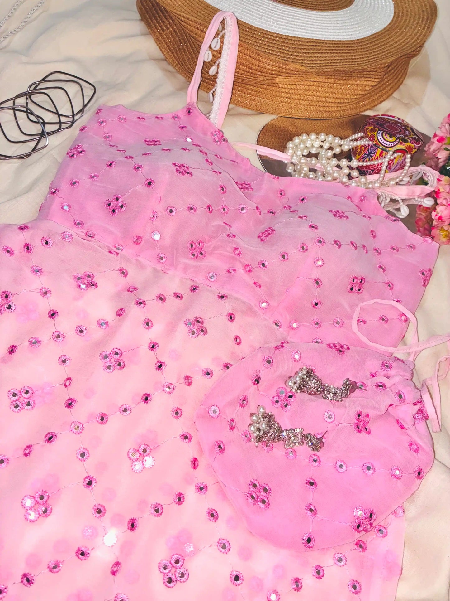 Blush Pink Gulnaz Embroidered Kurta