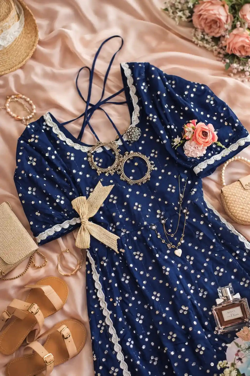 Dazzle Blue Mirror Gulnaz Kurta