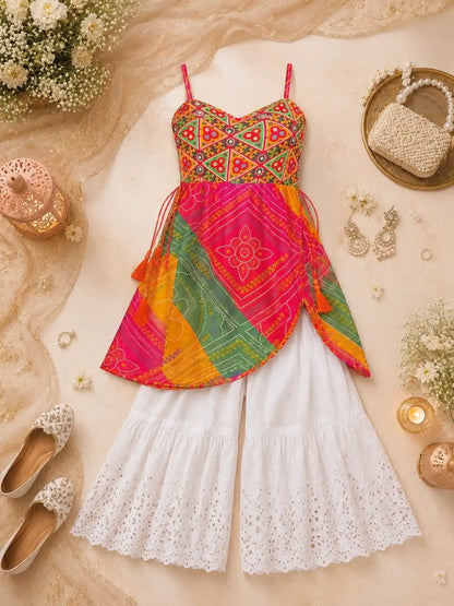 Boho Bloom Bandhej Short Kurti