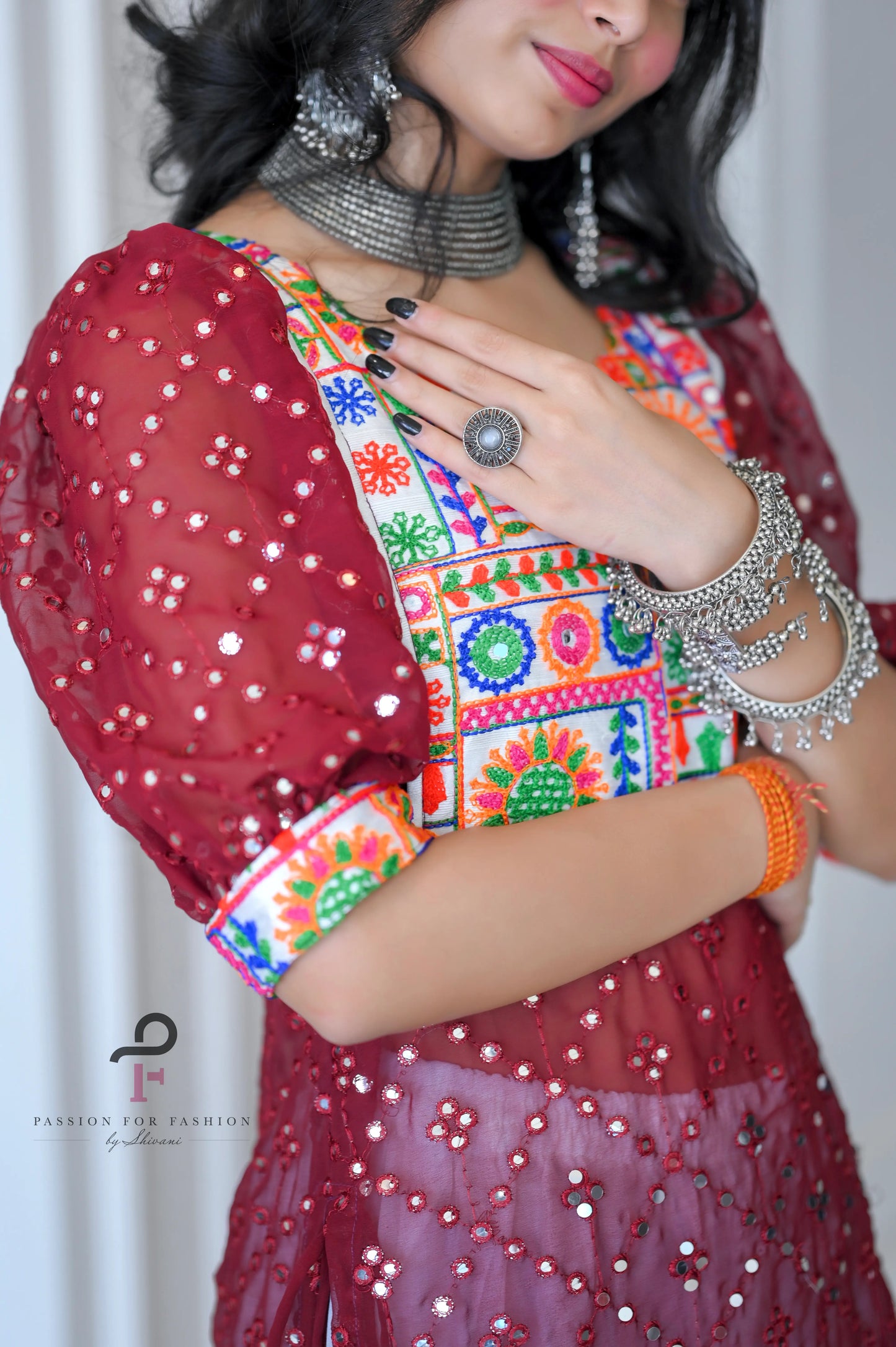 Scarlet Maroon Embroidered Gulnaz Kurta