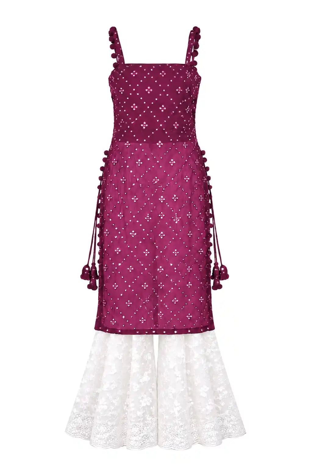Shimmer Wine Embroidered Gulnaz Kurta