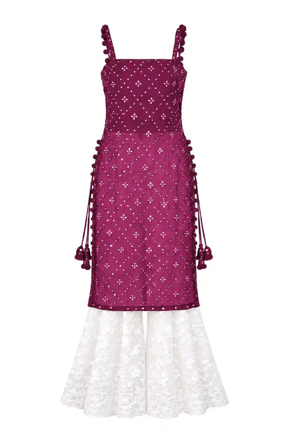 Shimmer Wine Embroidered Gulnaz Kurta