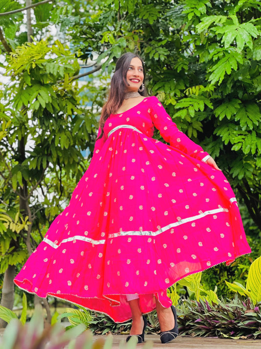 Royal Pink Gulnaz Embroidered Anarkali