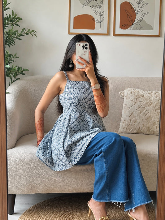 Blush Grey Jaipuri Short Top