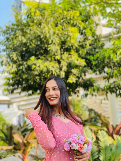 Tint Peach Mirror Gulnaz Kurta - Passion for Fashion by Shivani