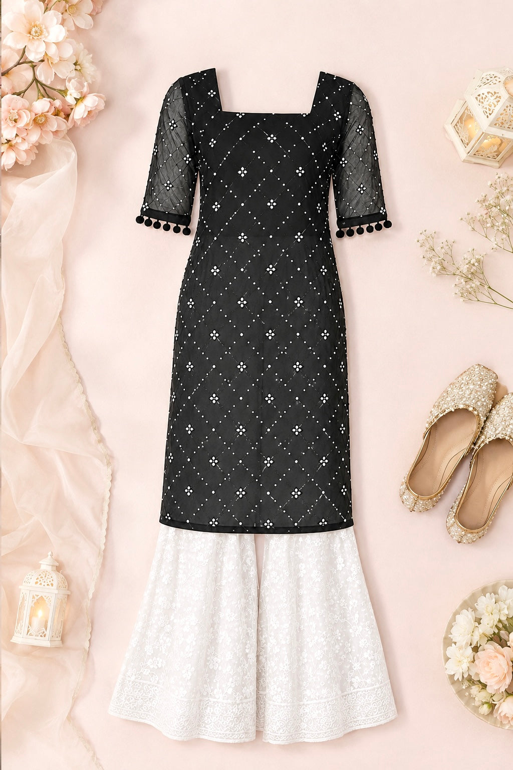 Jaaz Black Embroidered Gulnaz Kurta