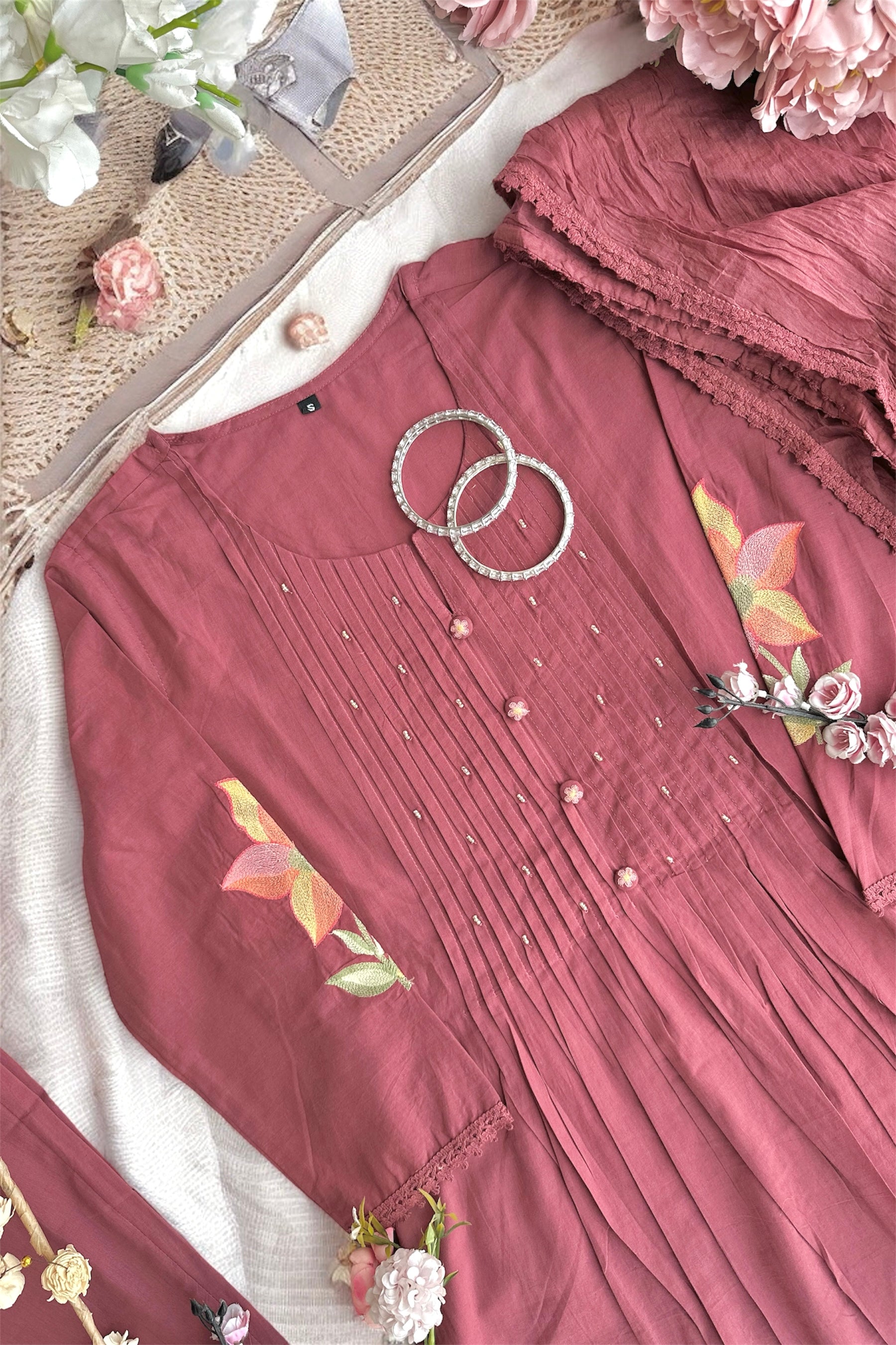 Rose Embroidered Meher Suit Set
