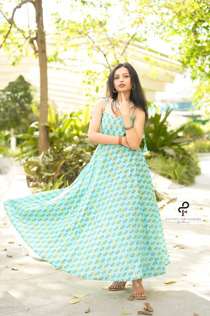 Nautical Blue Hand Print Twirl Dress