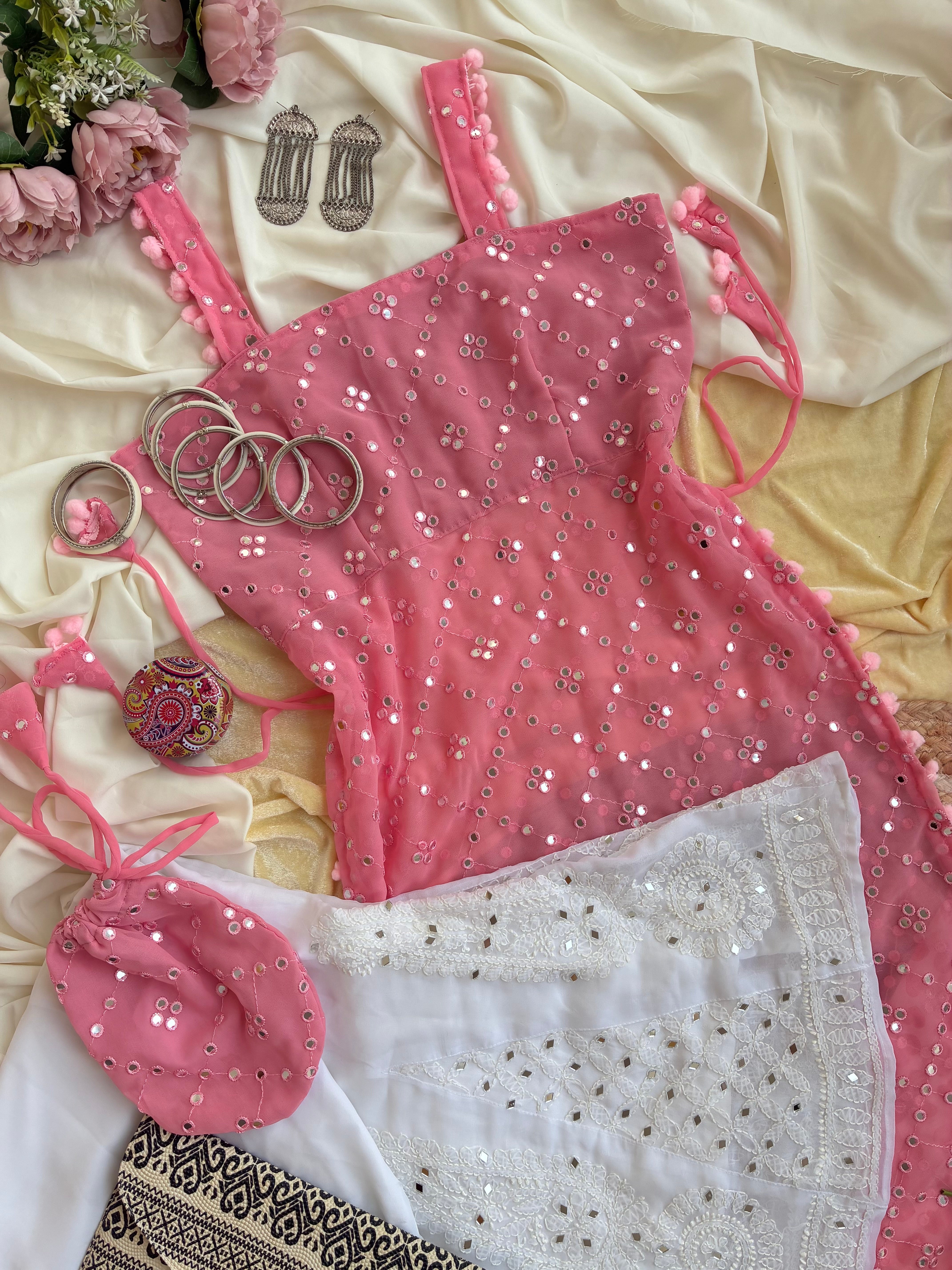 Shimmer Peach Embroidered Gulnaz Kurta