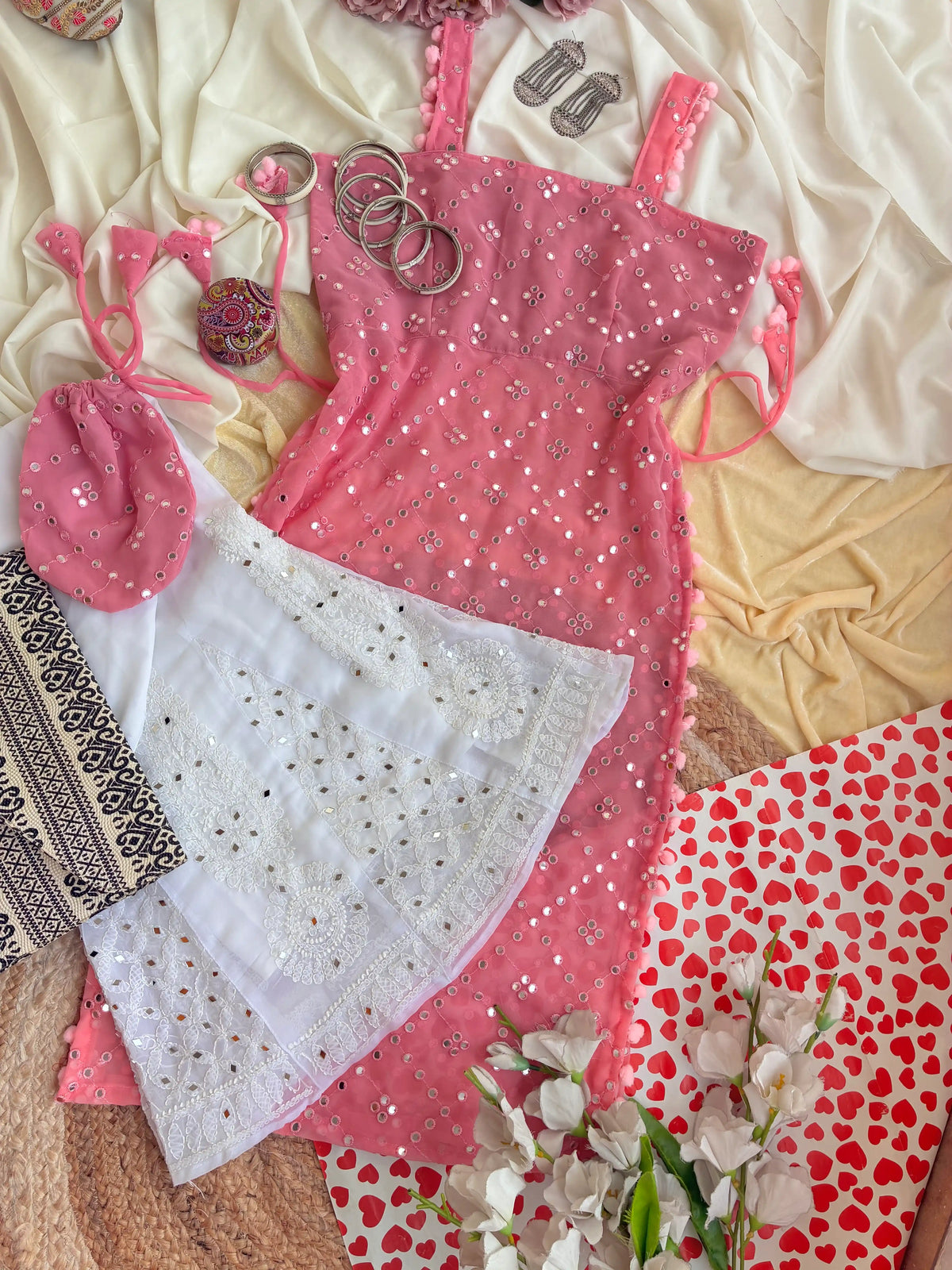 Shimmer Peach Embroidered Gulnaz Kurta