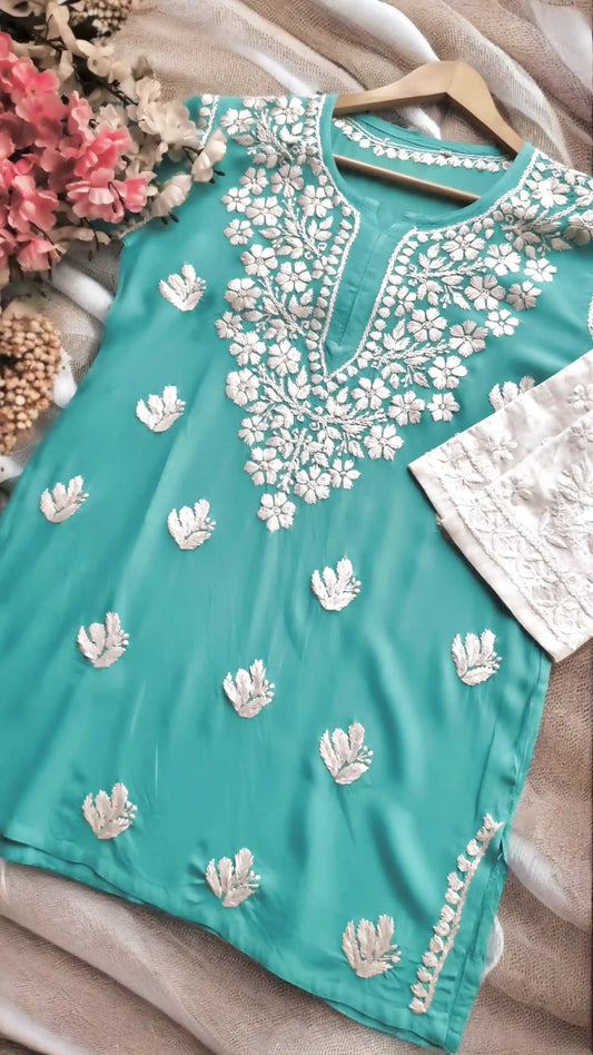 Blush Turquoise Gulzar Chikan Kurta