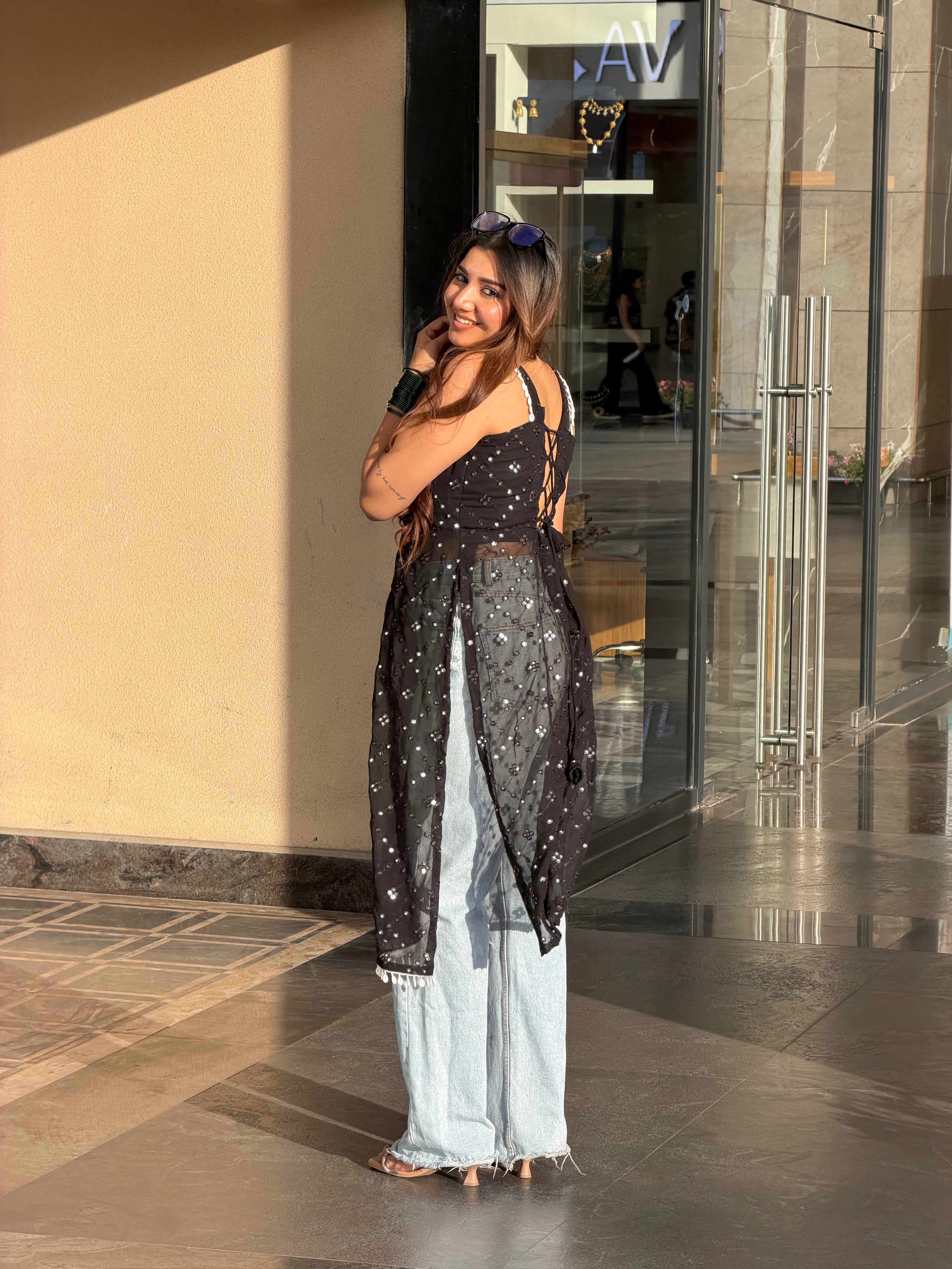 Muskan’s Mirror Embroidered Gulnaz Kurta