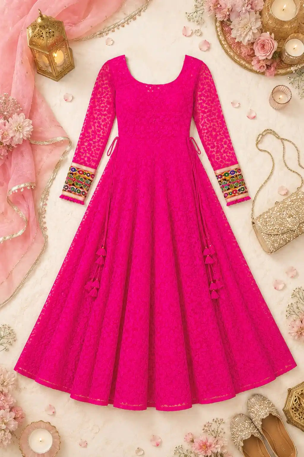 Rajvee's Hot Pink Gulnaz Anarkali