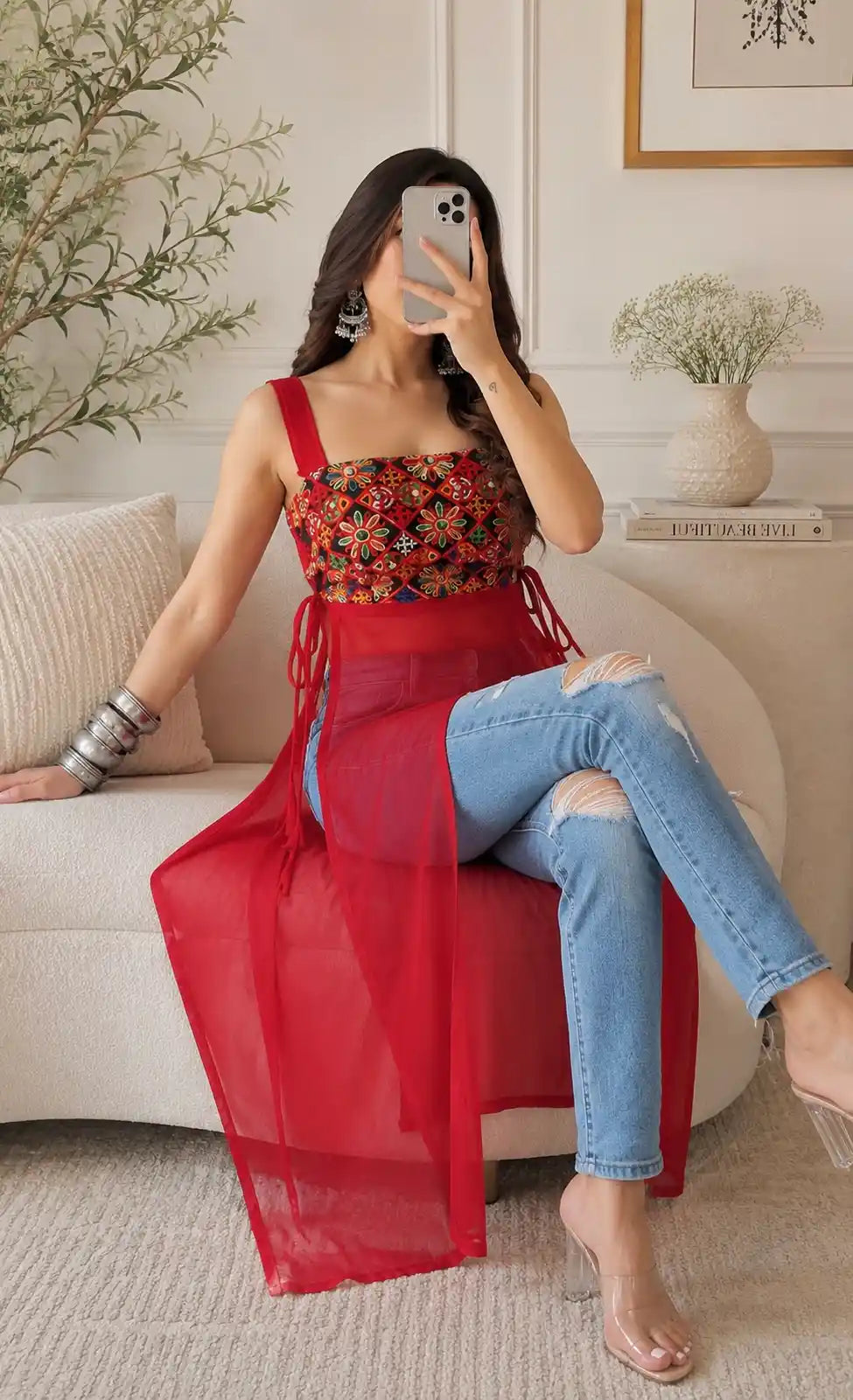 Sukhmani’s Scarlet Red Dori Gulnaz Kurta