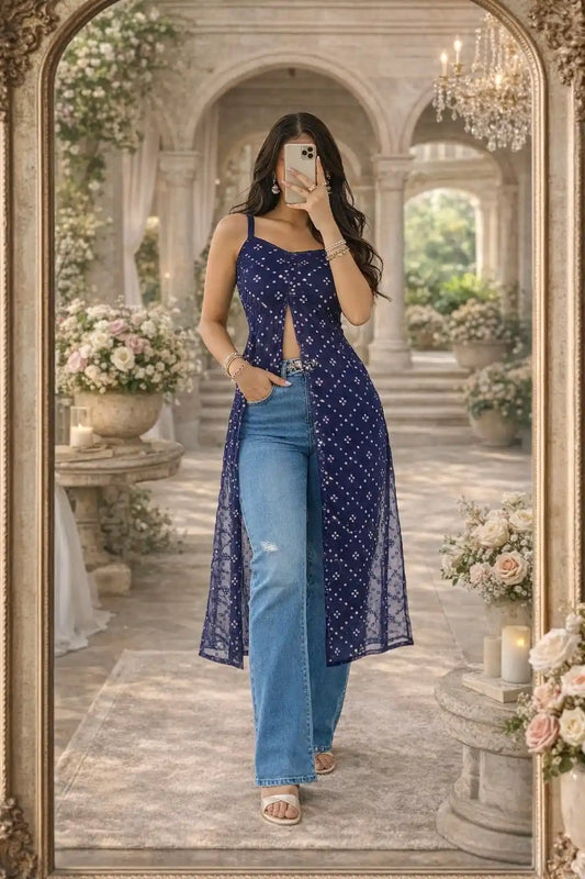 Hot Blue Mirror Gulnaz Kurta