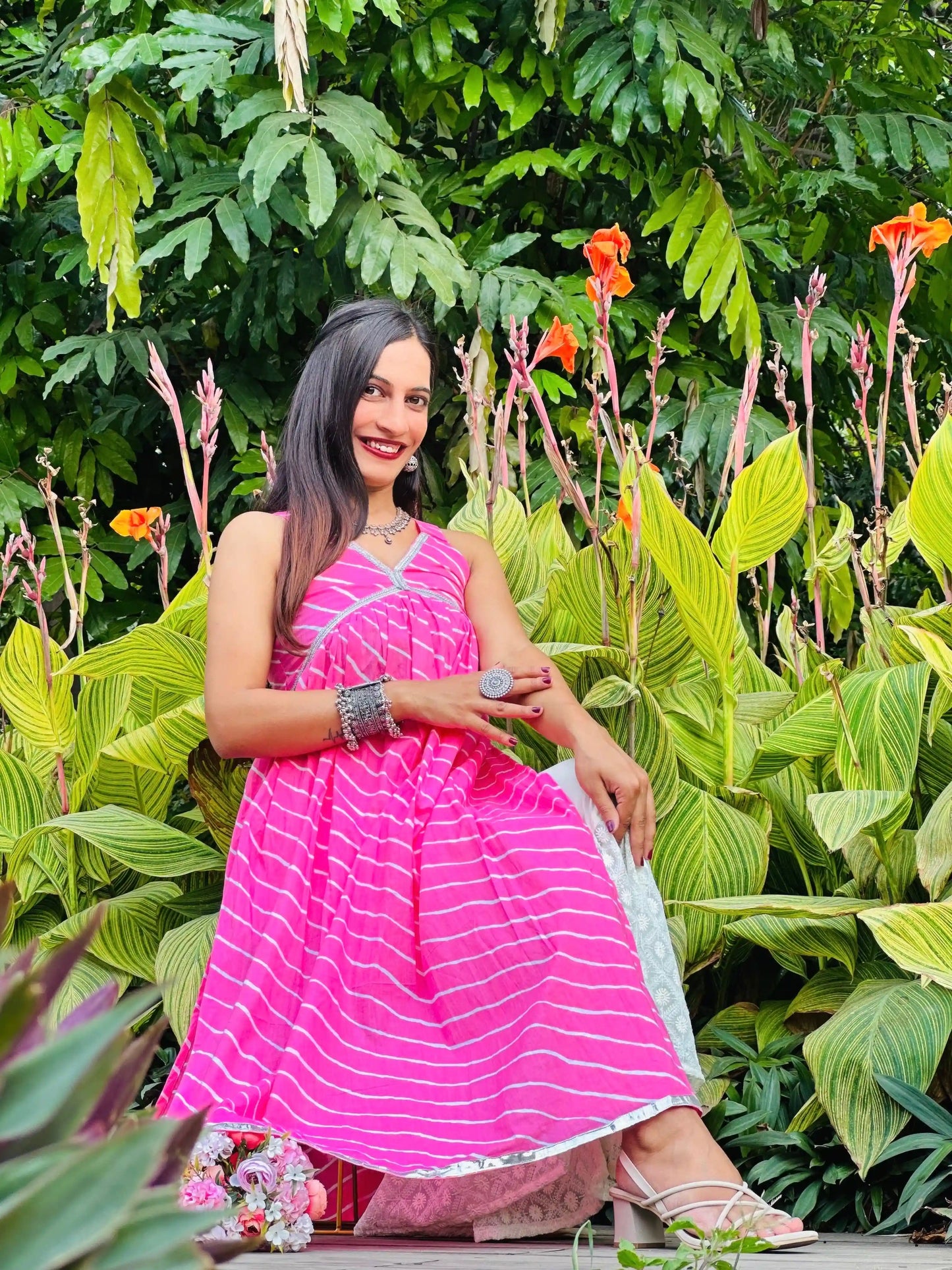 Blush Pink Lehriya Nyra Gulnaz Kurta