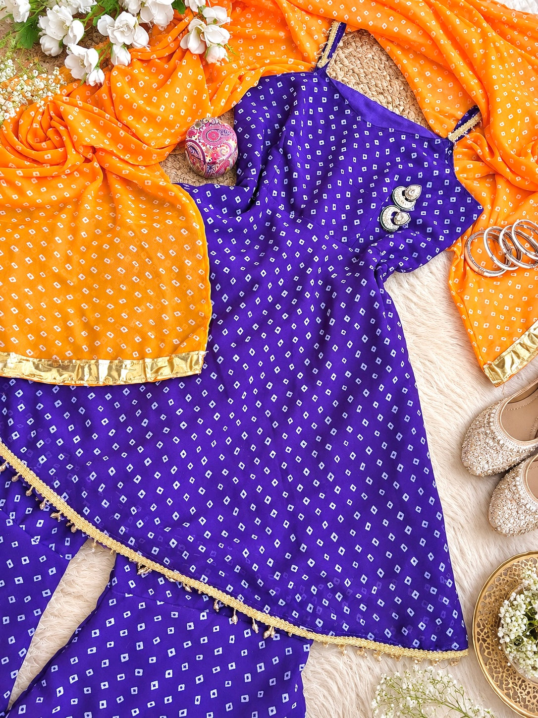 Purple Bandhej Gulnaz Meher Suit