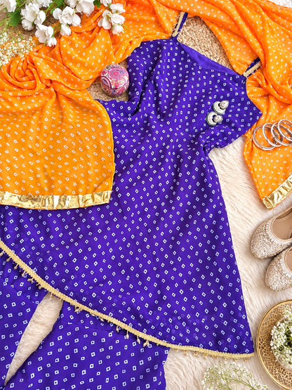 Purple Bandhej Gulnaz Meher Suit