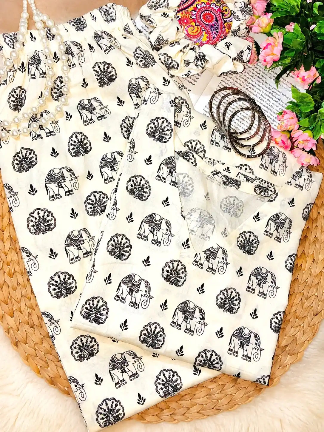 Meher Boho Elephant Print Ethnic Set