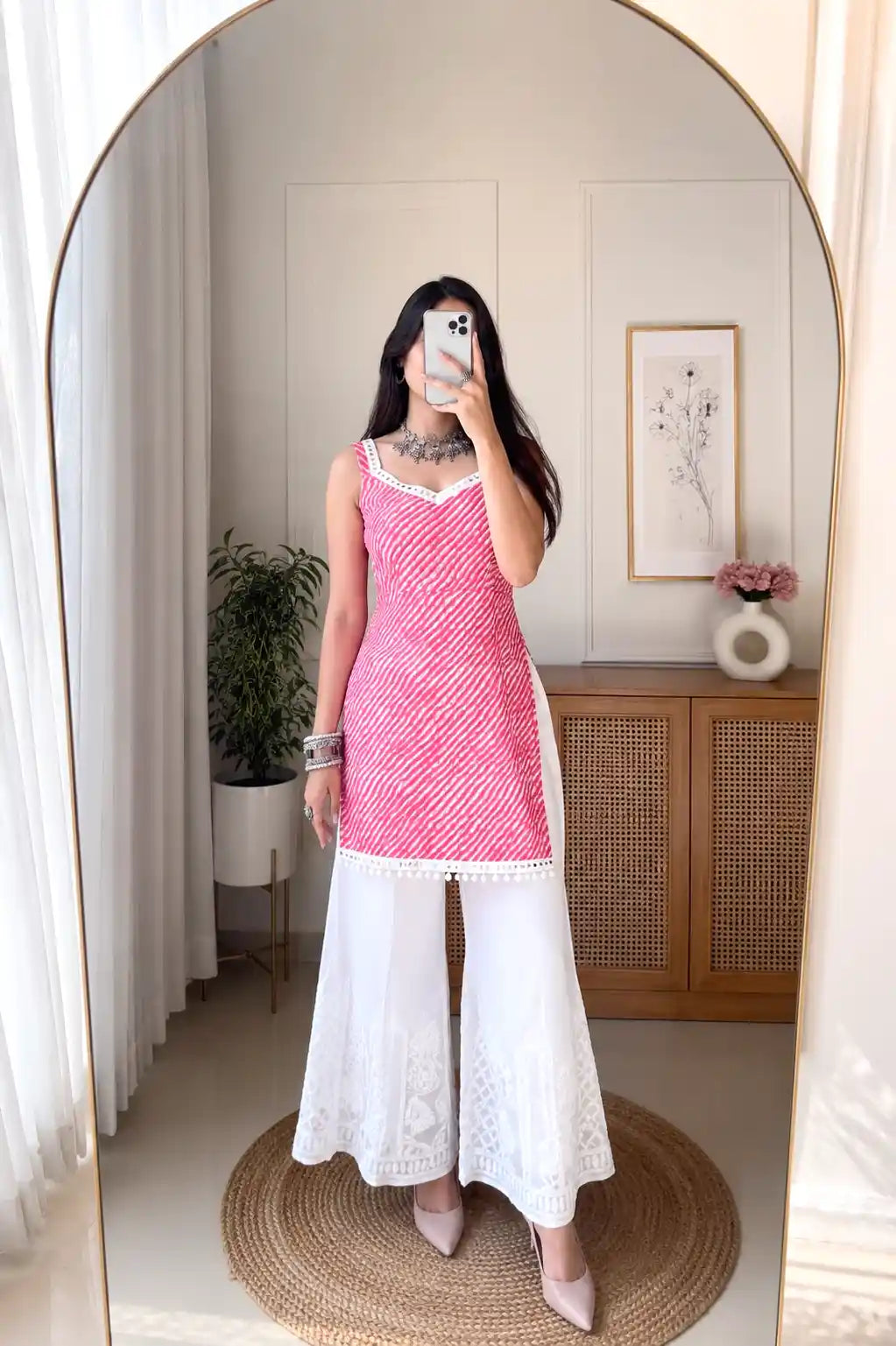 Rosy Pink Dori Gulnaz Lehriya Kurta