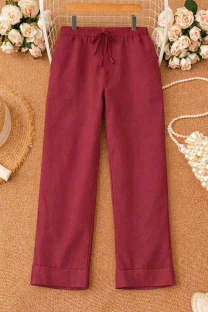 The Classy Wine Linen Cotton Must Pick Pants - Passion for Fashion by Shivani