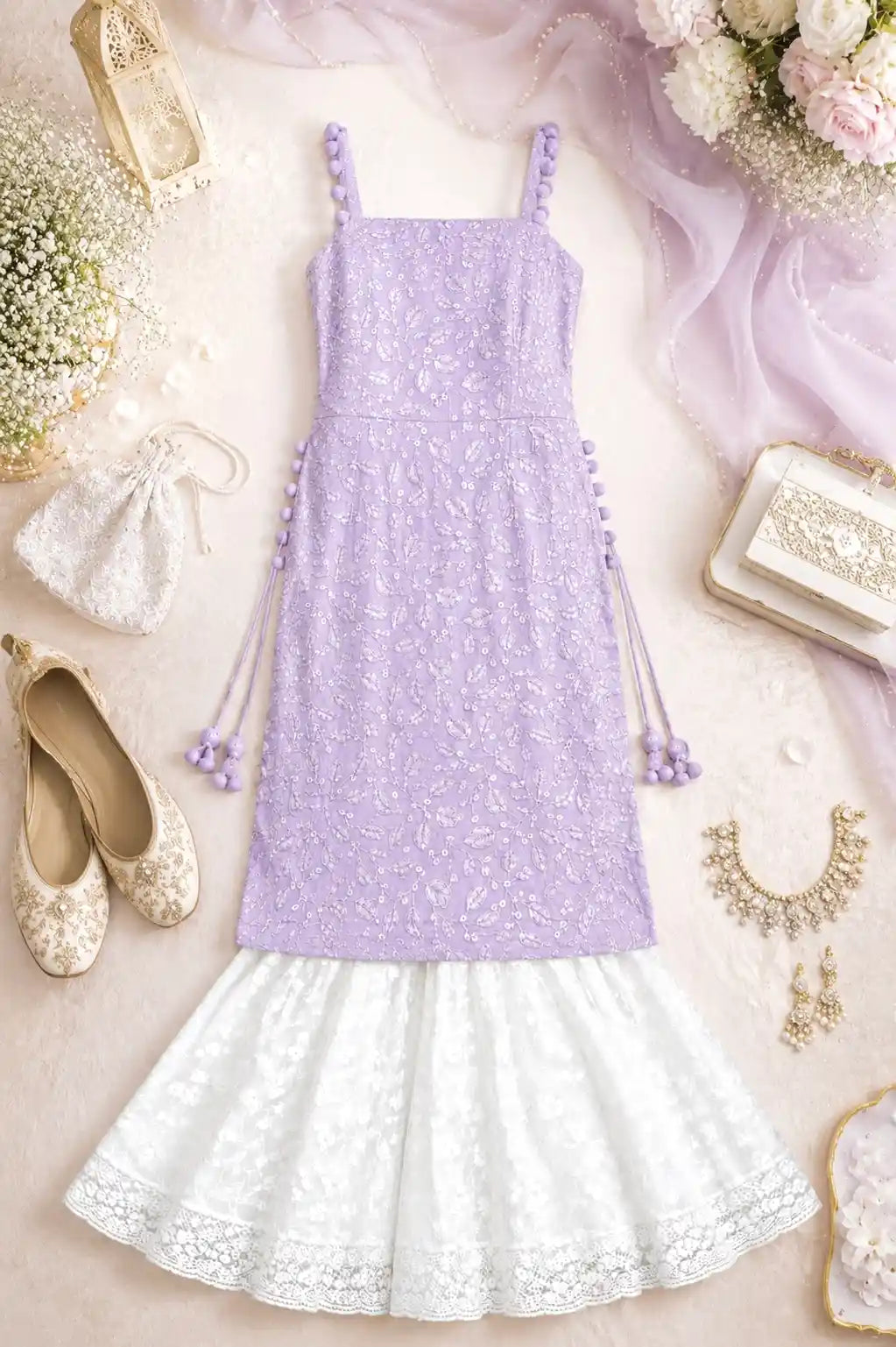 Embroidered Blush Grey Gulnaz Kurta