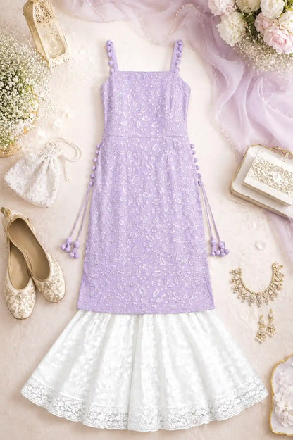 Embroidered Blush Grey Gulnaz Kurta