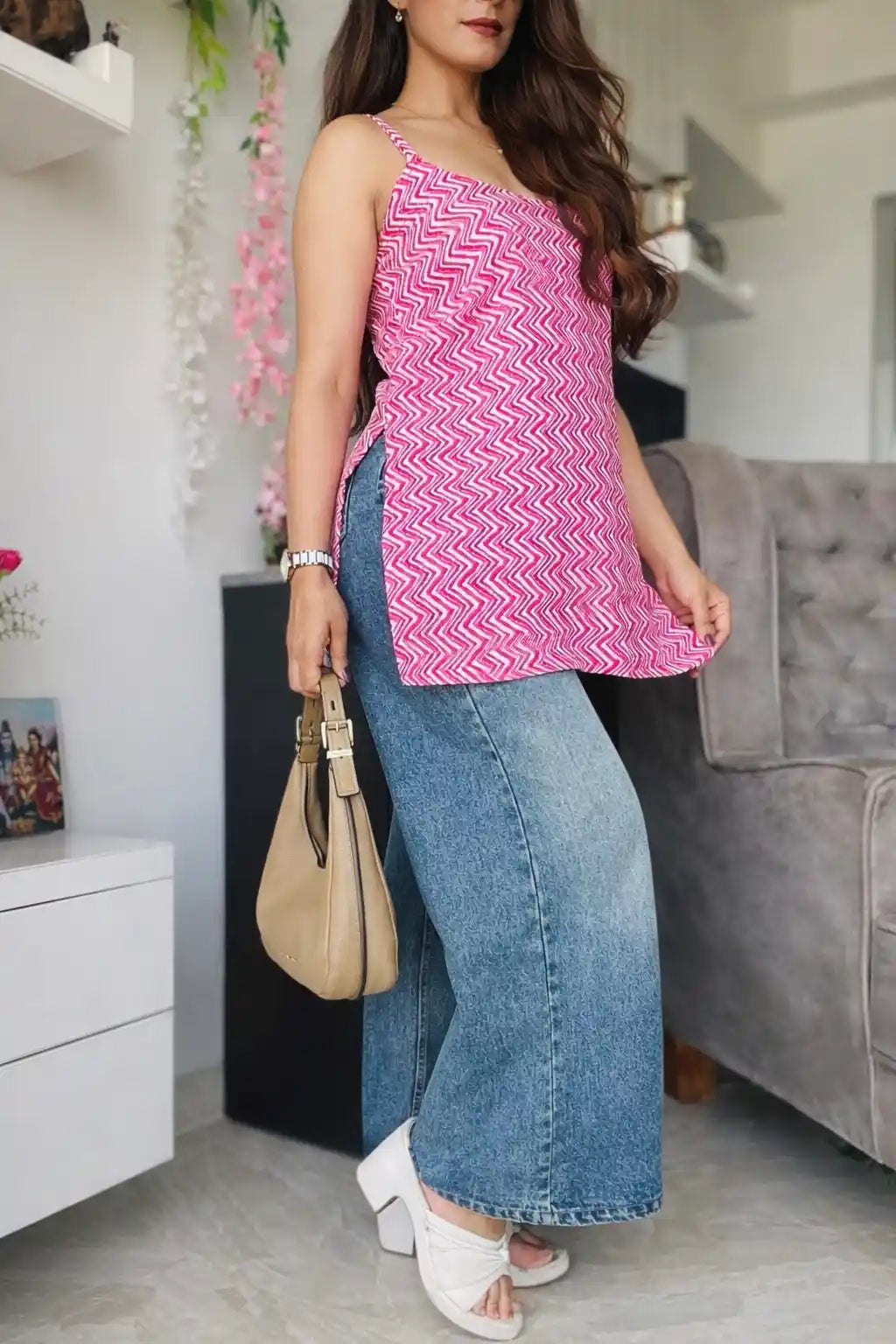 Pink Rangriti Budget Kurta