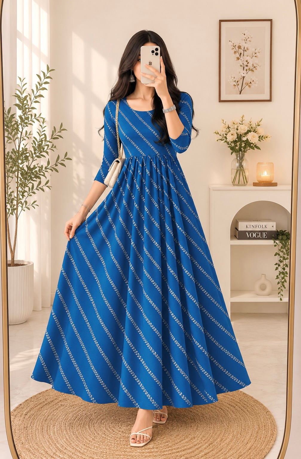 Zoya Blue Lehriya Maxi Gown