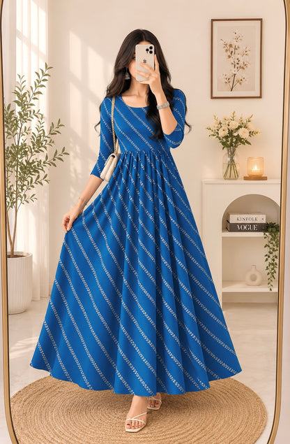 Zoya Blue Lehriya Maxi Gown