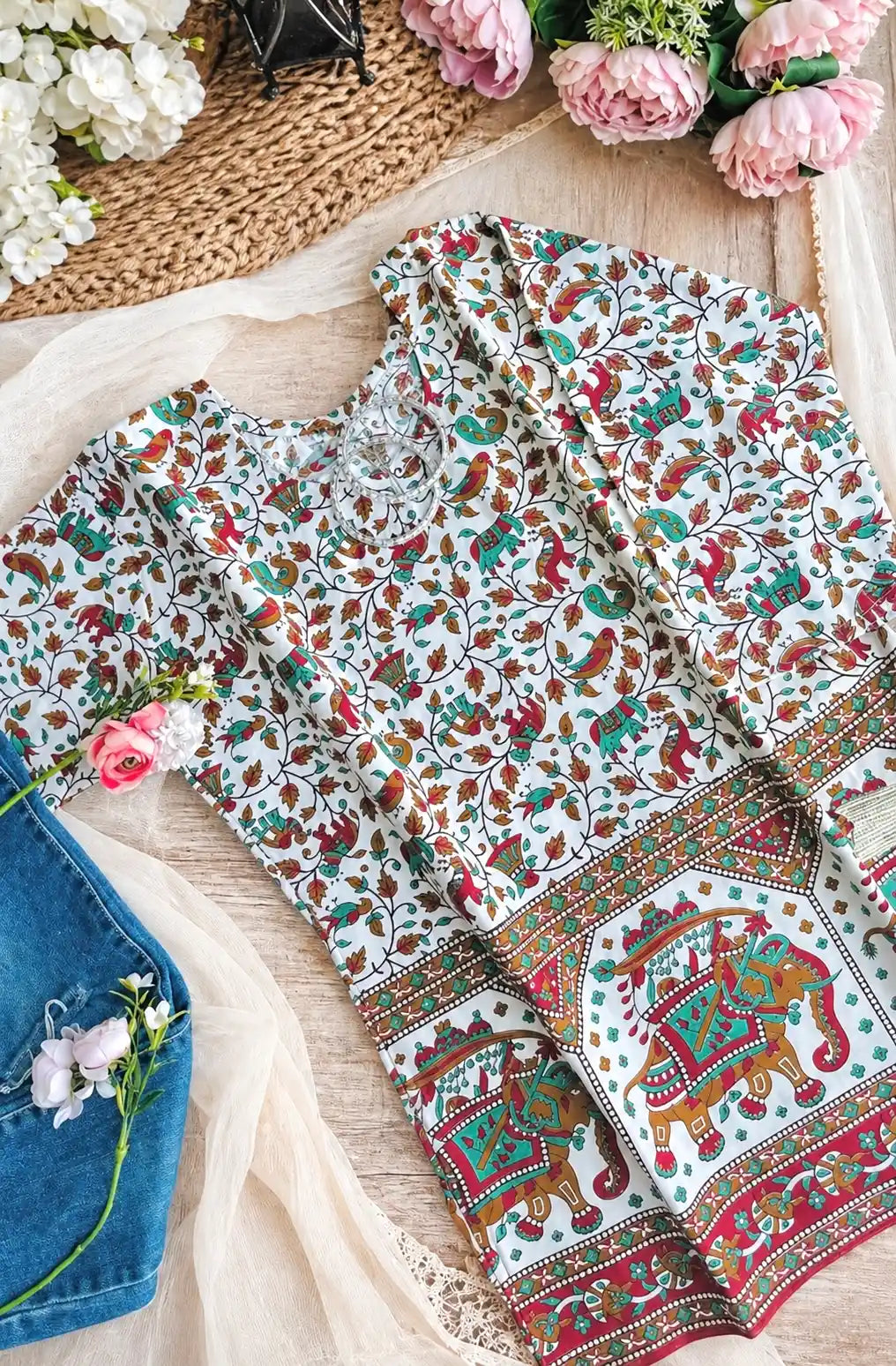 White Elephant Short Kurta