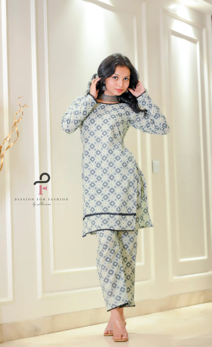 Blush Grey Jaipuri Cord Ensemble