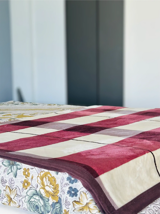 Berry Comfort Checkered Soft Blanket