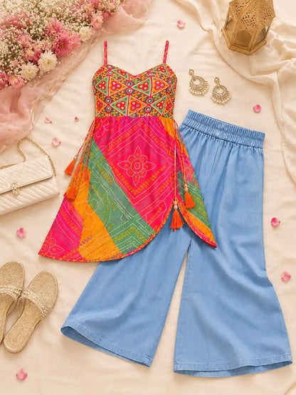 Boho Bloom Bandhej Short Kurti