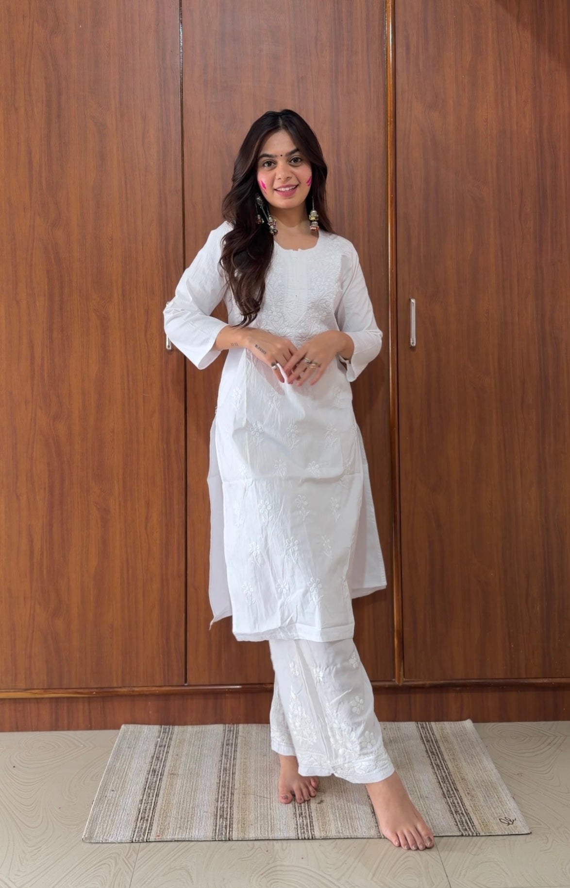 Soft White Chikan Embroidered Kurta