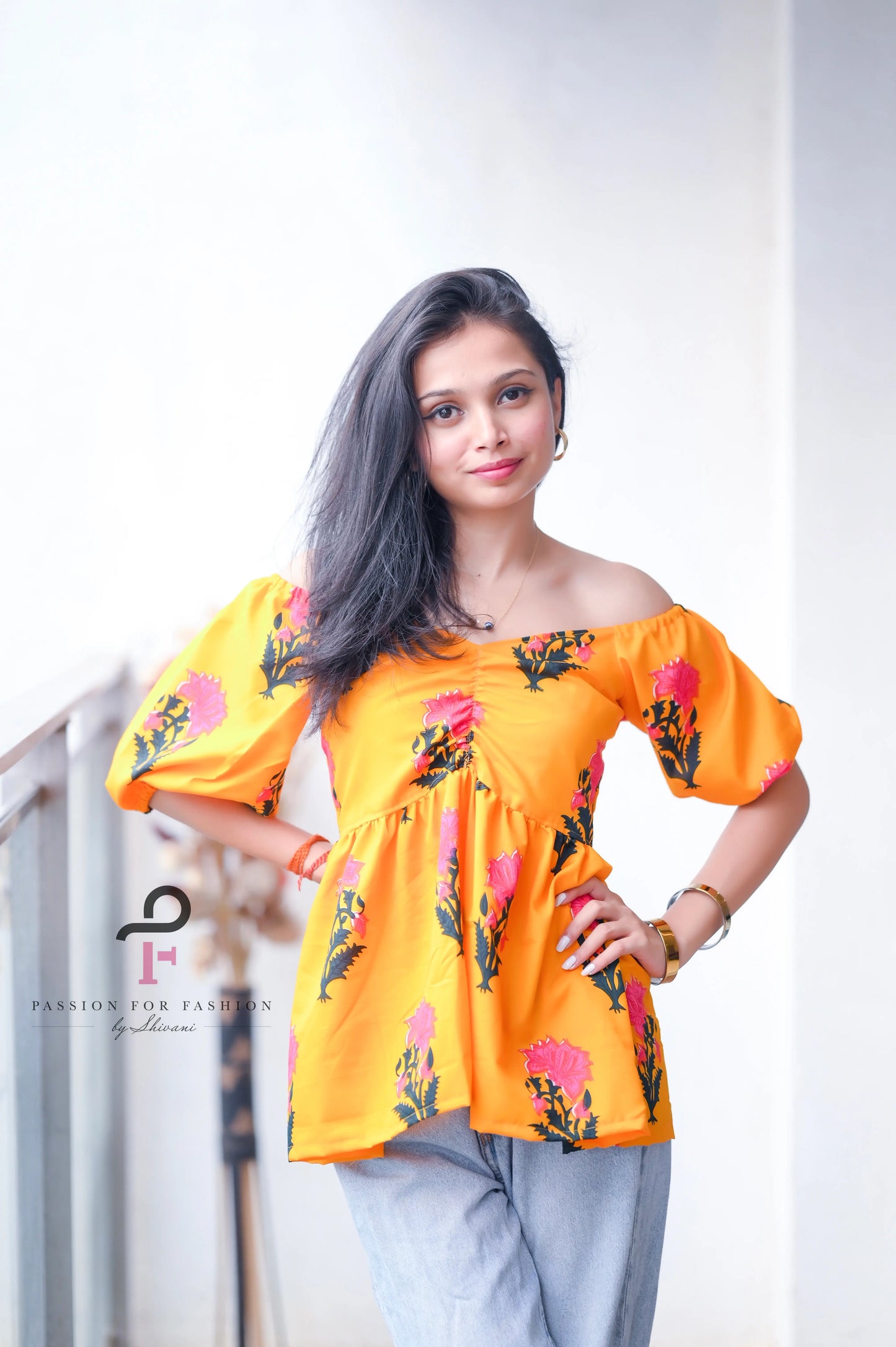 Sunflower Yellow Cotton Pleated Peplum