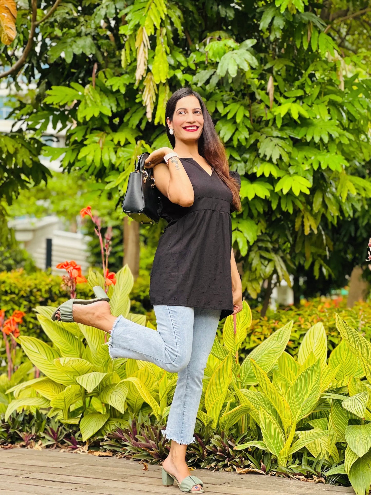 Starry Black Hacoba Short Kurta