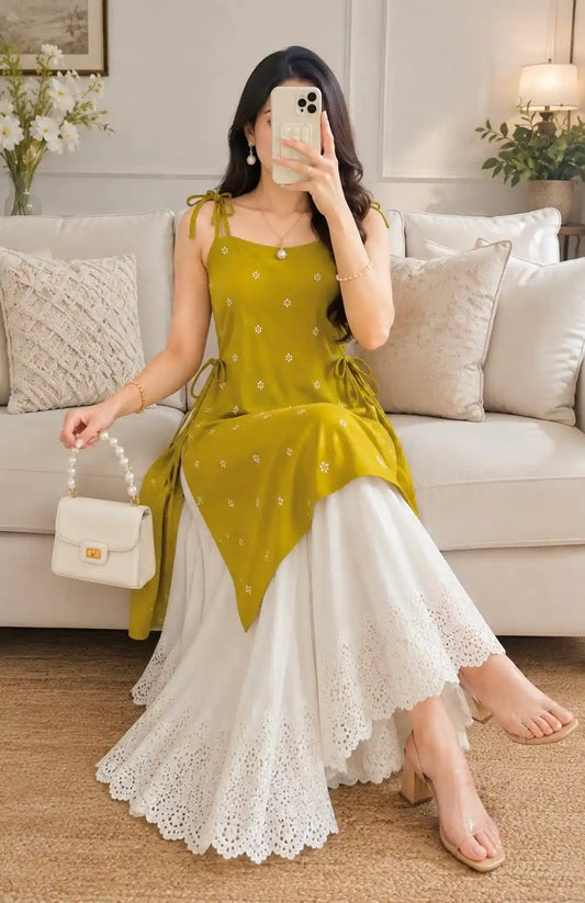 Olive Green Embroidered Gulnaz Kurta