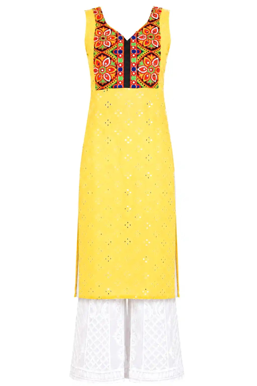 Sunflower Yellow Gulnaz Embroidered Kurta