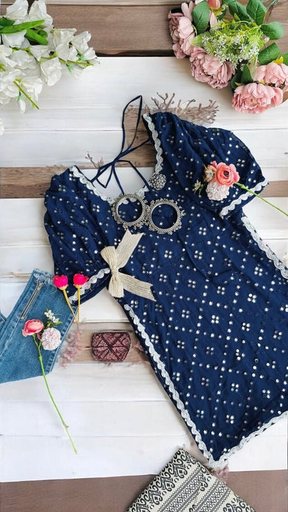 Dazzle Blue Mirror Gulnaz Kurta - Passion for Fashion by Shivani